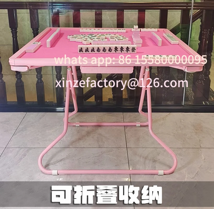 

Customizable Folding Mahjong Table Pink Simple
