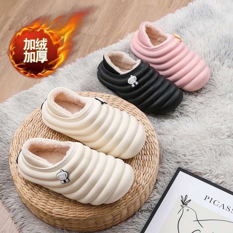 Waterproof cotton slippers for men winter 2024 new cashmere thickened warm waterproof non-slip indoor shoes