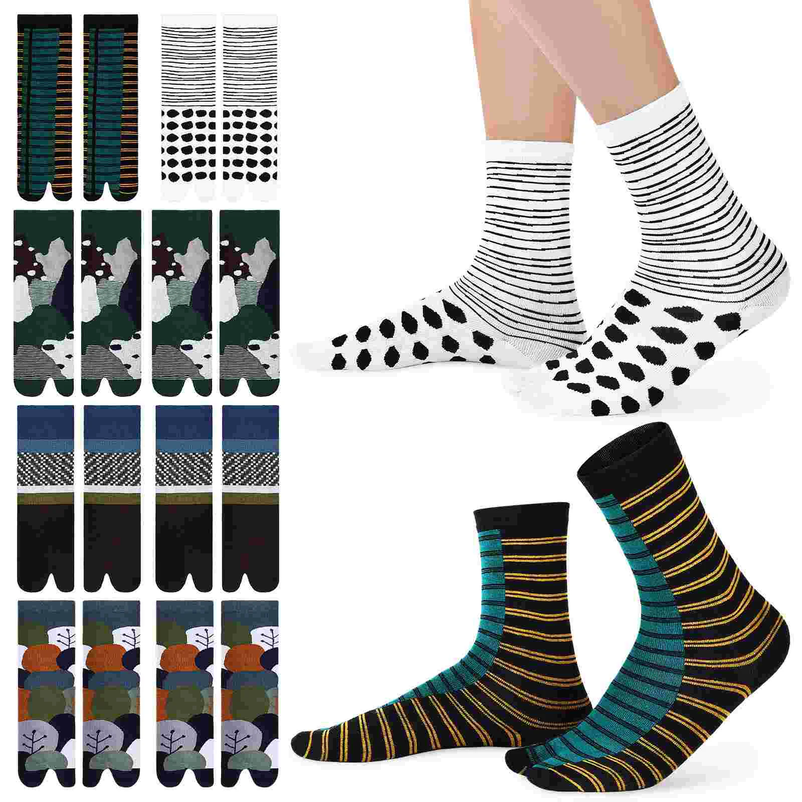 10 Pairs Autumn and Winter Socks Man Cotton for Women Japanese Toe Split Crew Tabi