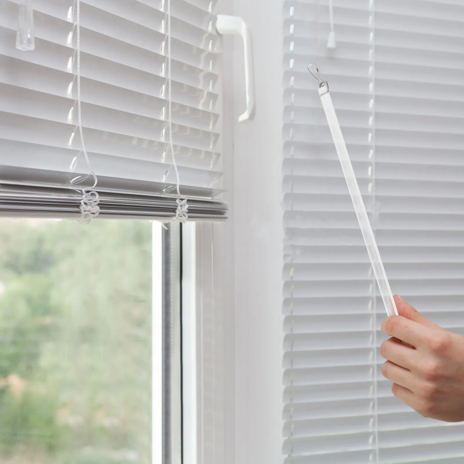 2Pcs Transparent Drapery Wand 30Cm Curtain Opening Rod Universal Pull Stick Plastic Wand Caps Hook Long Blind Opener