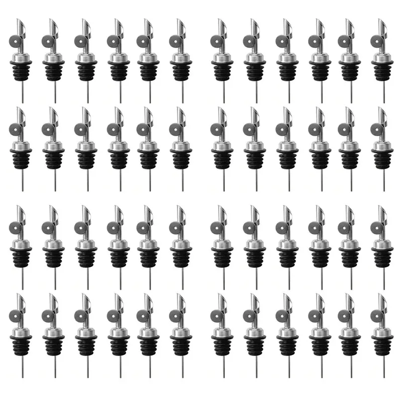 

48PCS Stainless Steel Liquor Bottle Pourers - Auto Flip Spouts for Olive Oil, Alcohol, Fits ~3/4Inch Bottle Mouth (Silver)