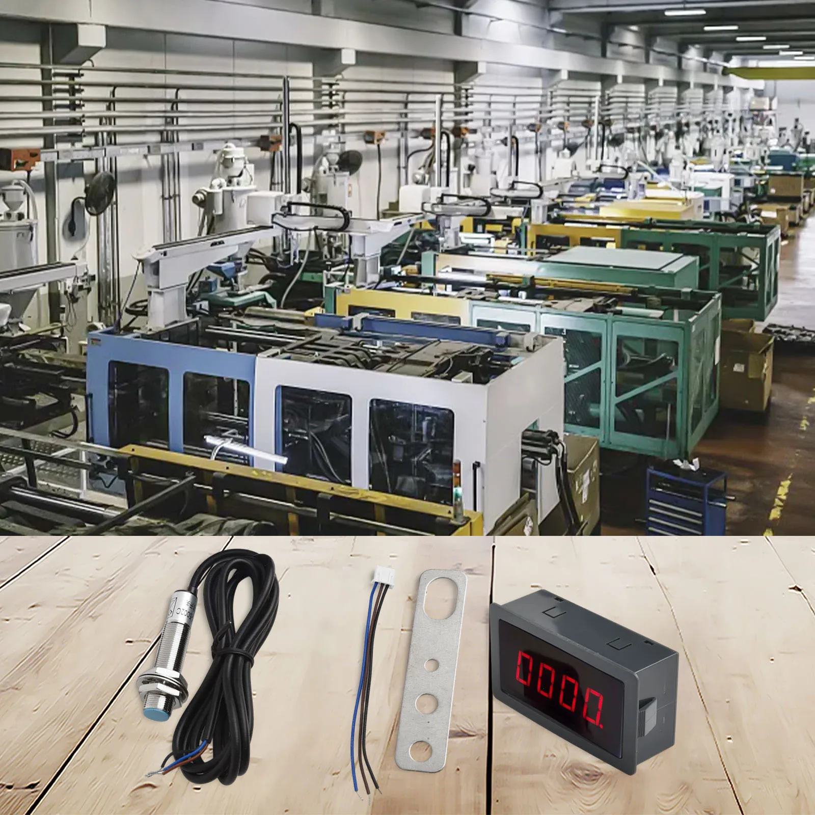 

For Industrial Applications 79 42 25mm AC110-230V Tachometer Hall Proximity Switch 4-bit LED Display Installation Size 76 39mm