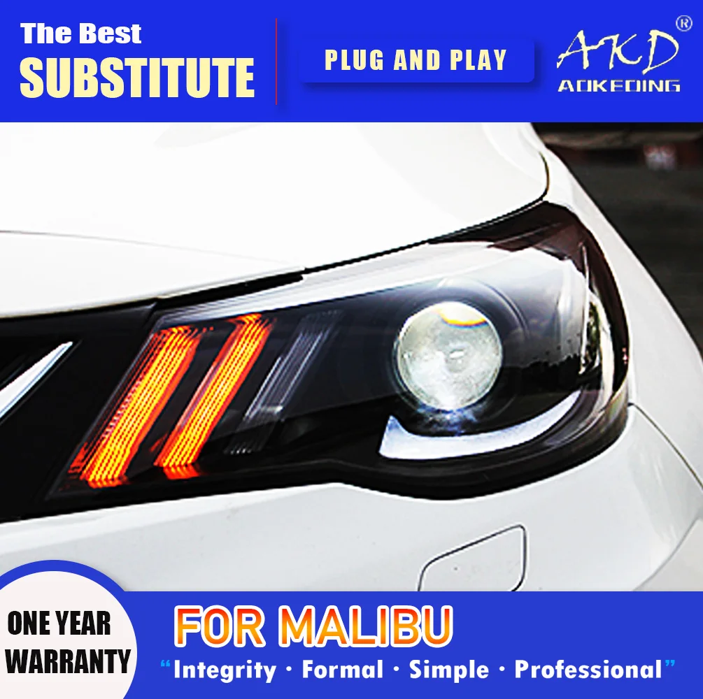 

AKD Head Lamp for Chevrolet Malibu LED Headlight 2016-2018 Headlights Malibu DRL Turn Signal High Beam Angel Eye Projector Lens