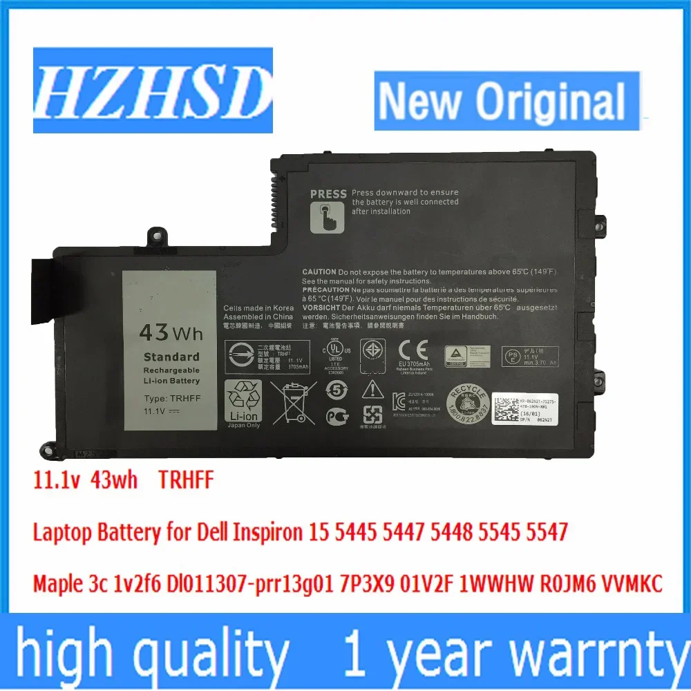 

11.1V 43wh New Original laptop Battery TRHFF For Dell Inspiron 14 14-5447 15 15-5547 Maple 3C 1V2F6 DL011307-PRR13G01 01v2f6