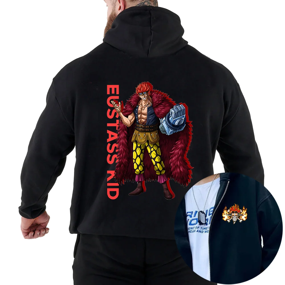 Anime ONE PIECE Hoodies Eustass Kid casual men's and women's pullover role-playing clothing autumn and winter street Hoodies