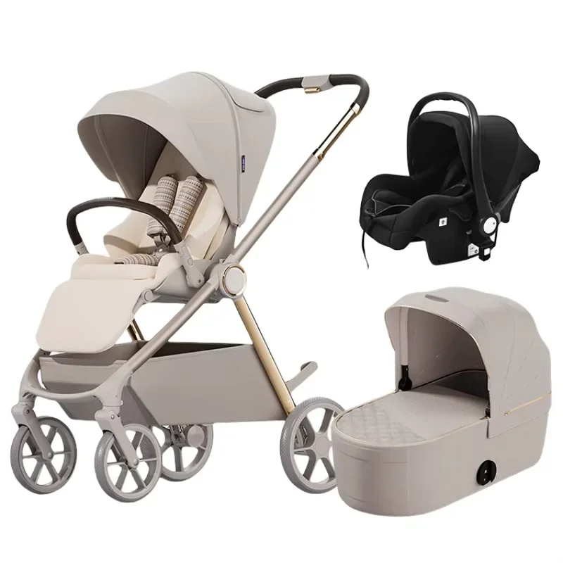 Hot Selling Travel Baby Carriage Enfant Stroller 3 In 1 Leather Baby Stroller with  Carseat Baby Strollers