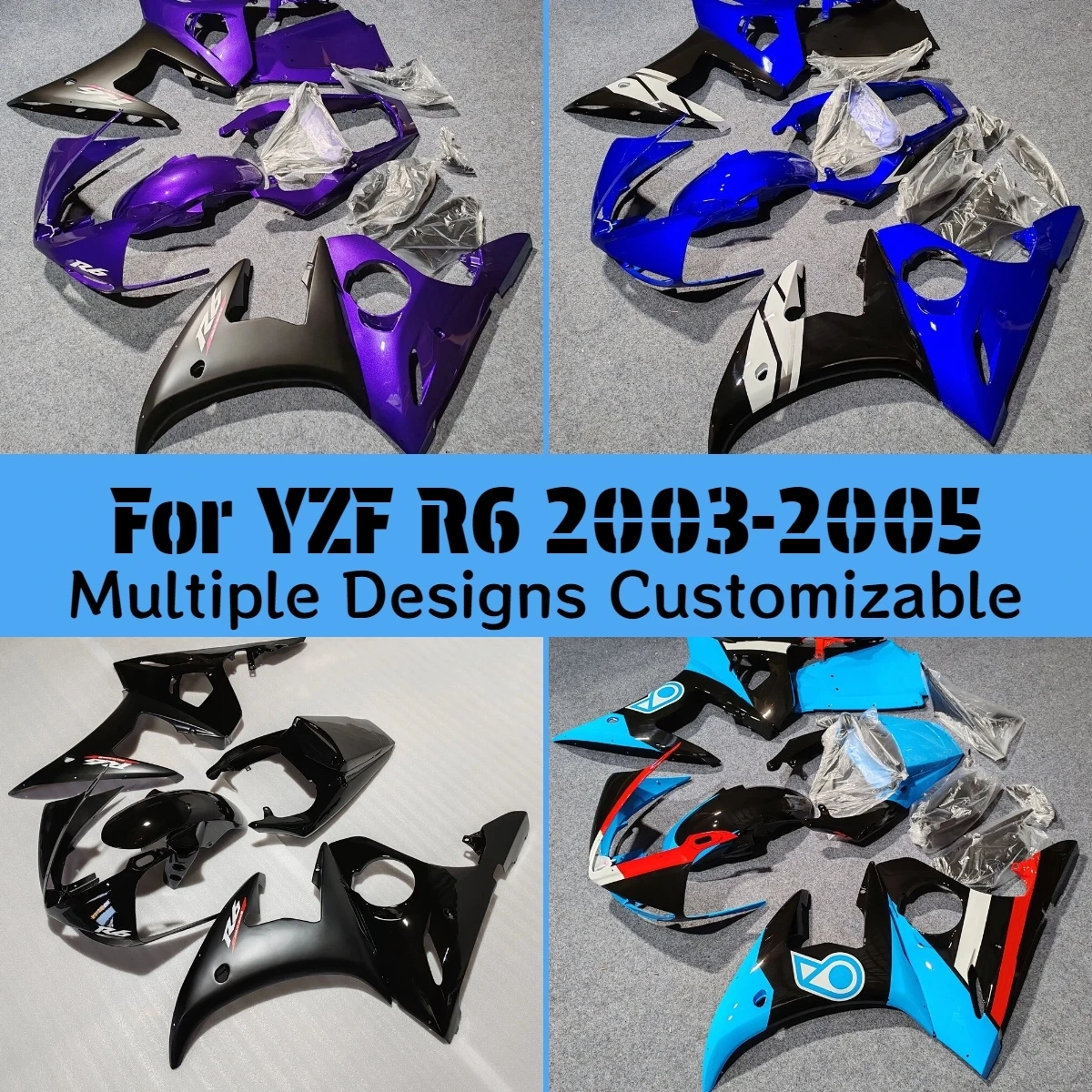 

Fairing Set for YAMAHA YZF R6 2003 2004 2005 Motorcycle Customizable Free Custom Prime ZXMT Injection Fairings Kit