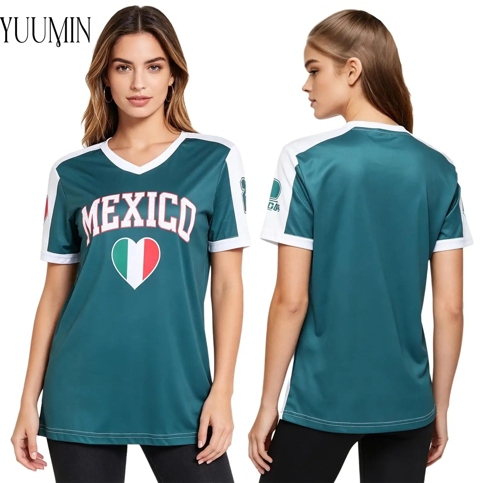 Women Athletic Short Sleeve T Shirt V Neck Letter Print Jersey Breathable Quick Dry Lightweight Loose Fit for Workout Gym Casual