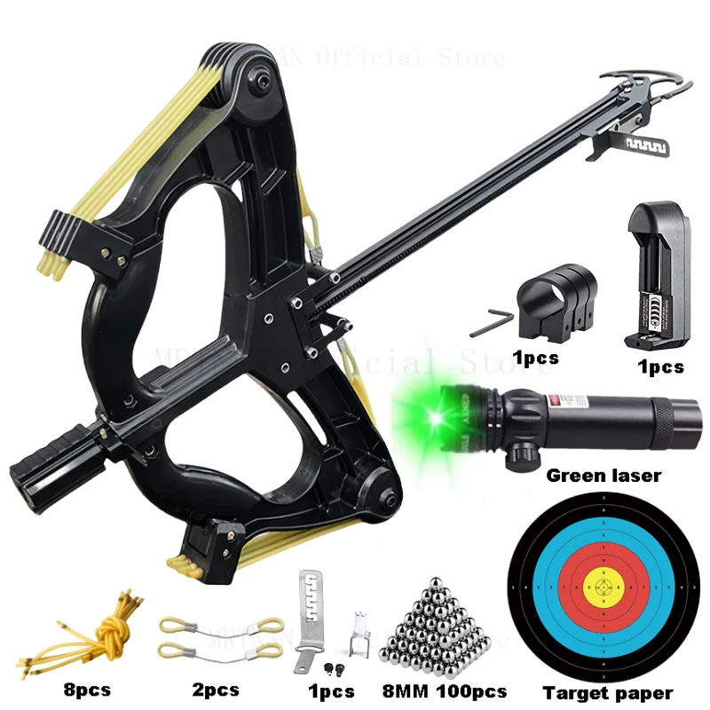 60LBS Slingshot Laser All-metal Powershot Hunting Steel Ball Slingshot Composite Bow Steel Mini Infrared Compound Bow Set