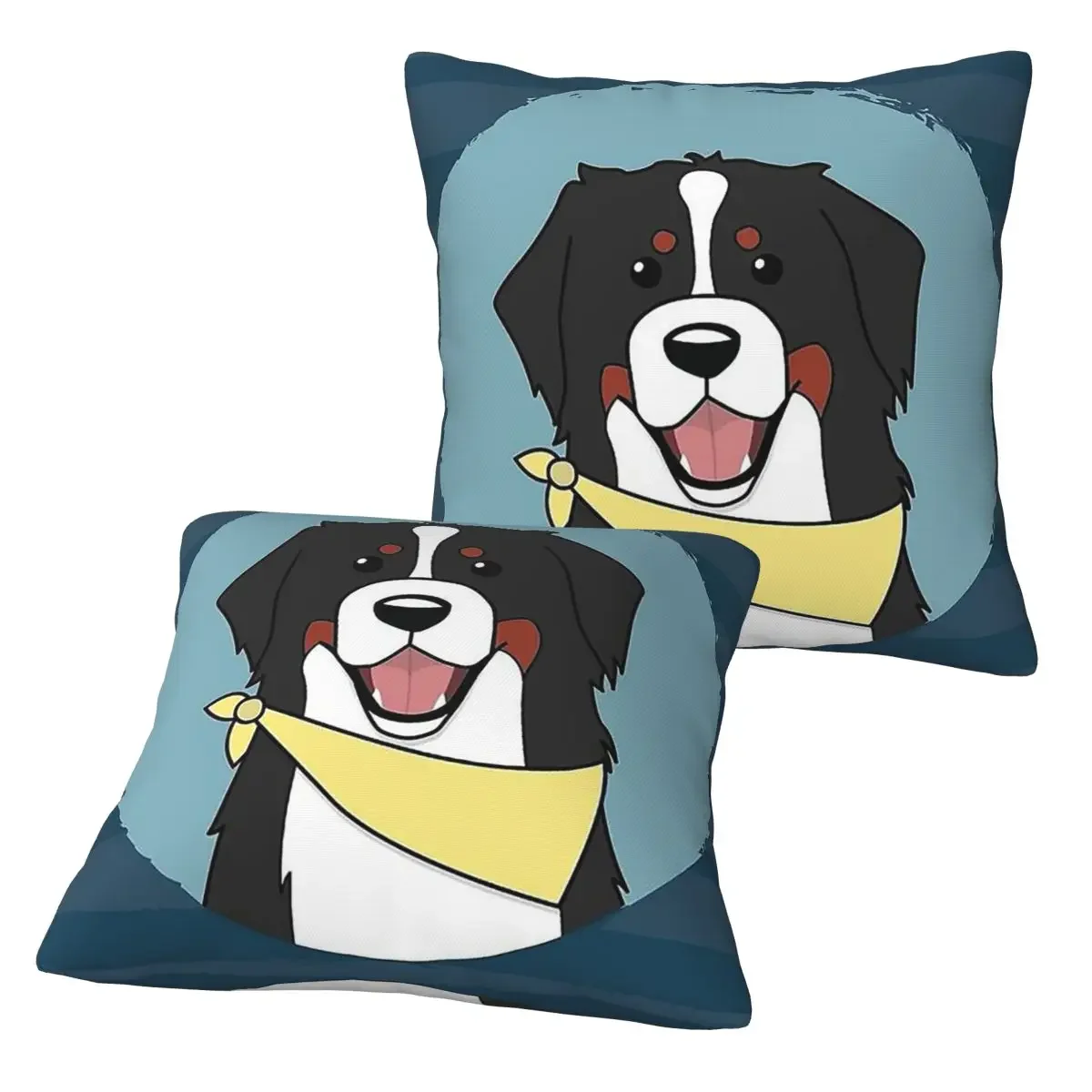 Friendly Bernese Mountain Dog Animal 2 pcs Square Pillowcase Pillow Cover Cushion Decor Comfort Throw Pillow for Home Bedroom - view 4