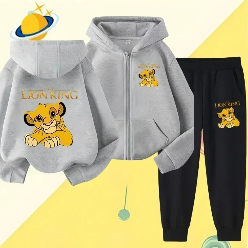 

Lion King children zipper hoodie set Disney cartoon print autumn/Winter long sleeve sweatshirt Boys and girls cute casual style