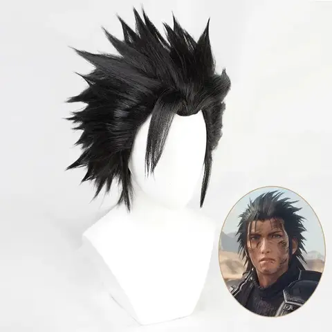 Zack Fair Game Final Fantasy FF7 Short Black Heat Resistant Hair Cosplay Halloween Costume Party Wigs