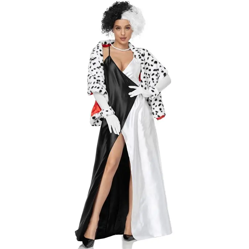 

Adult Women's Halloween Cosplay Witch Role-playing Spot Dog Black And White Devil Suit Set Costume Traditional Chinese Stage ...