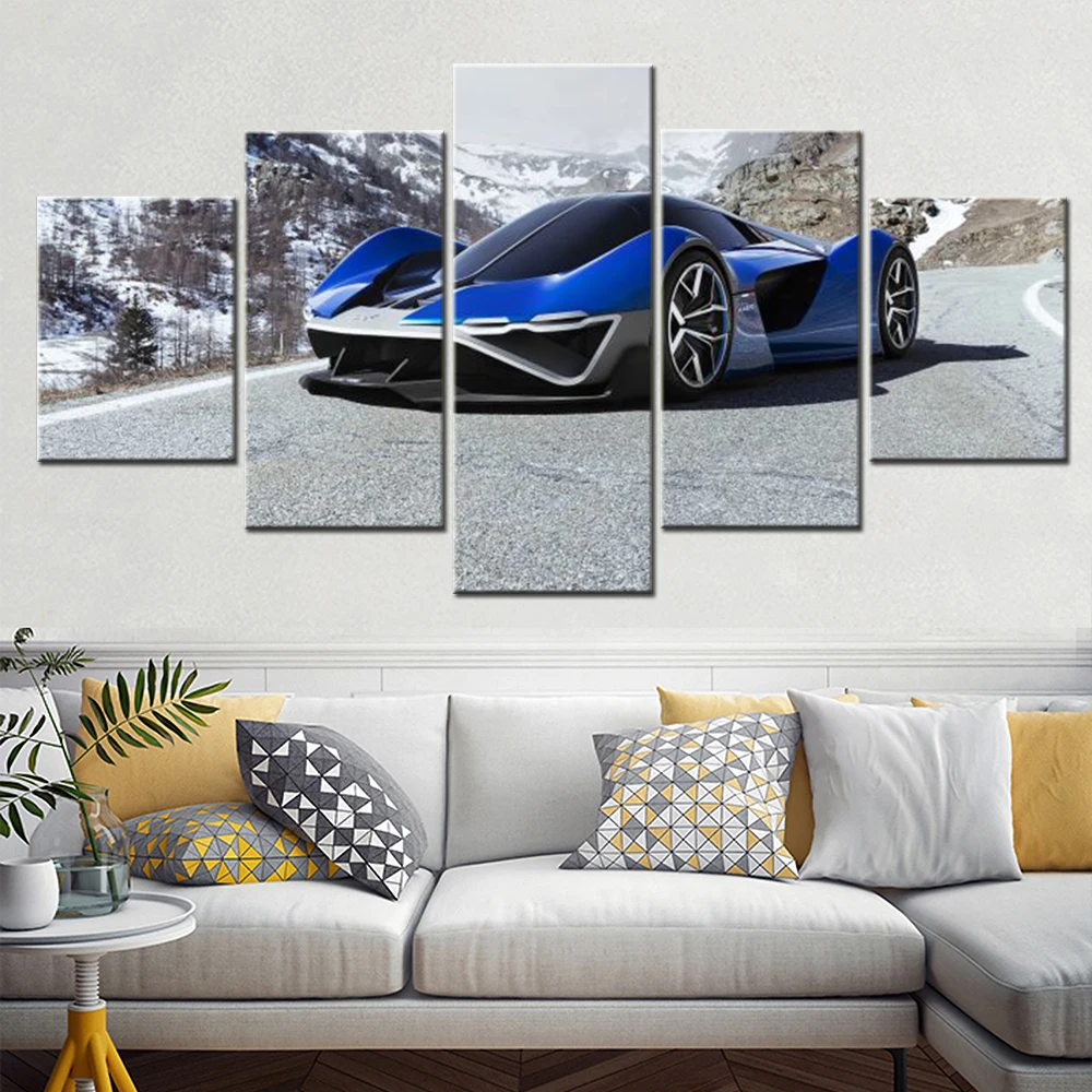 

5 Pieces Wall Art Canvas Painting Cool Car Poster Alpine A4810 Picture Print Living Room Wallpaper Bedroom Mural Home Decorative