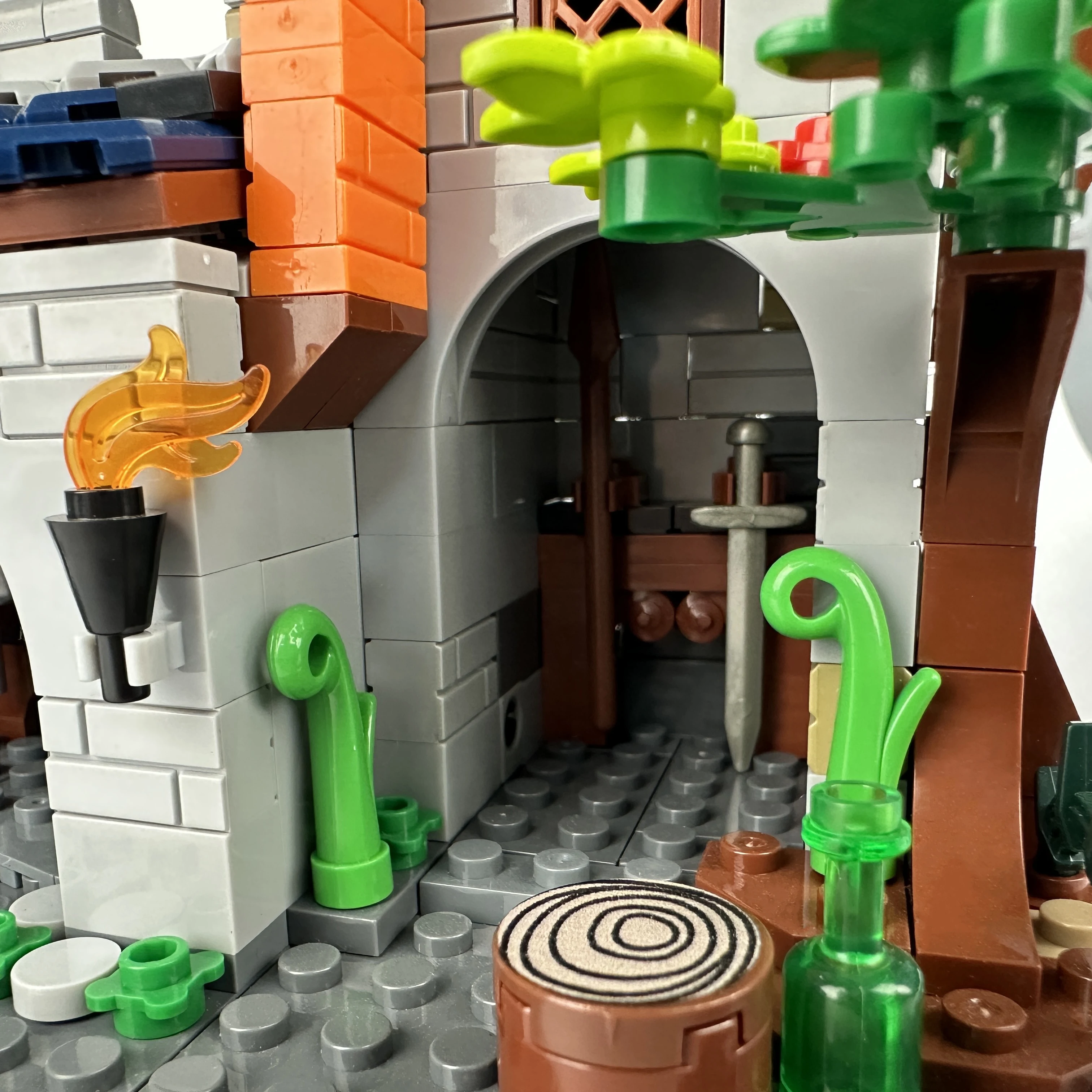 Castelos antigos medievais MOC, paredes da cidade, torres, casas de madeira, edifícios militares, cenas de rua, pequenas partículas, bloco de quebra-cabeça