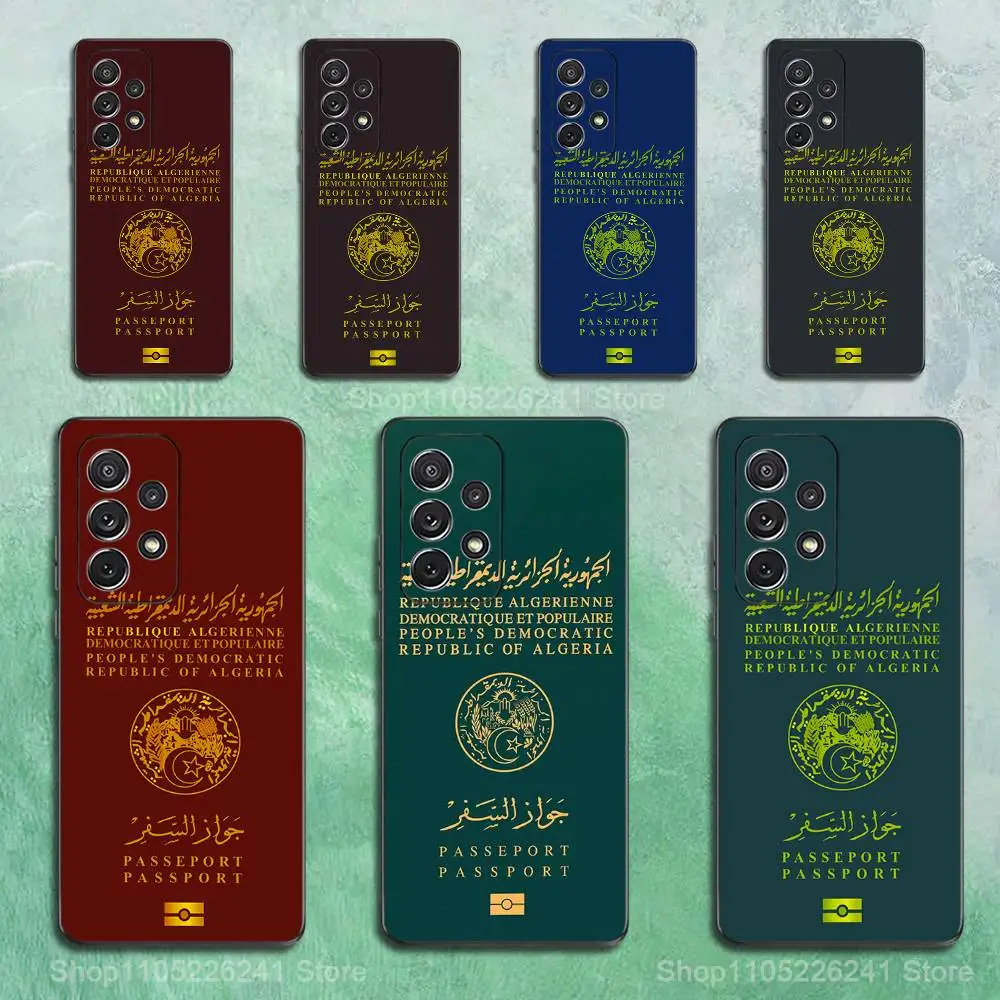 

Passport Algerian Phone For Samsung S25,S10,S20,S10,S21,S9,S24,S23,Ultra,FE,Plus,Lite,Soft Silicone Black Cover