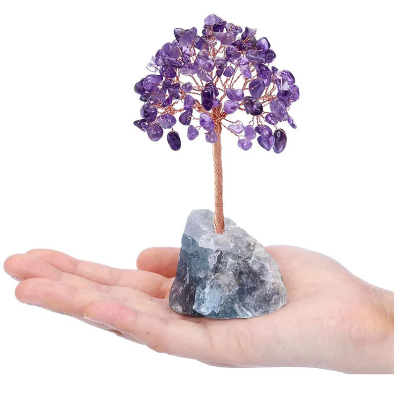 Crystal Natural Bonsai Money Tree Lucky Tree Feng Shui Tabletop Decor Home Crystal Tree Stone Base Spiritual Gift Meditation