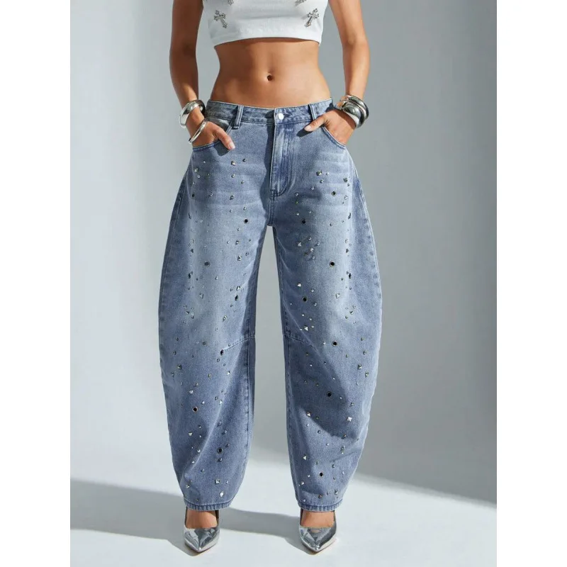 

High Waist Wide Leg Beaded Jeans Y 35145 Neutral Style Comfortable Fit Neutral Gender Winter Collection Other Material 100