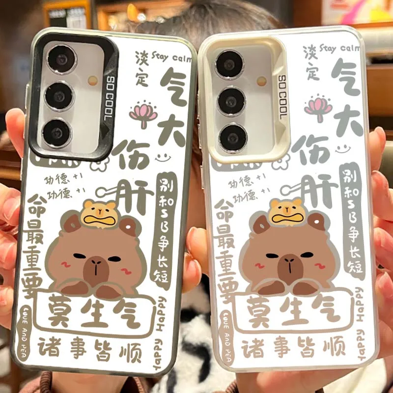 Cartoon Brown Bear Cub Cover For Samsung Galaxy Note 20 S20 Plus Lite Ultra FE 5G Matte Colored Silver Phone Case