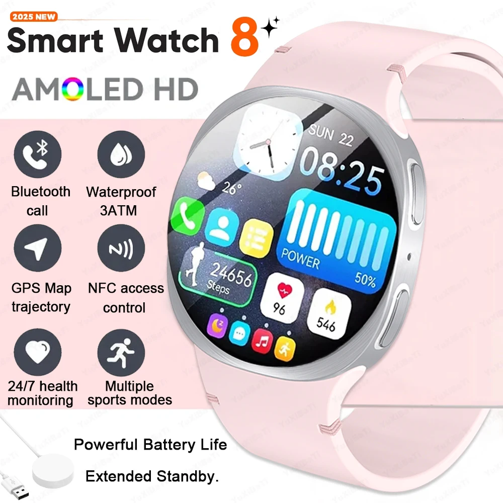 

2025 New For Smart Watch 8 GPS NFC HUAWEI Xiaomi AMOLED for Men Women Gifts Sports Fitness 3ATM Waterproof BT Call Smartwatch