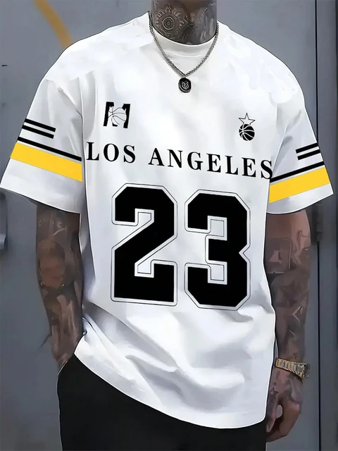 Men's Los Angeles 23 Basketball Style T-Shirt Casual Sport Streetwear Breathable Comfortable O Neck Short Sleeve Men's Clothing 1