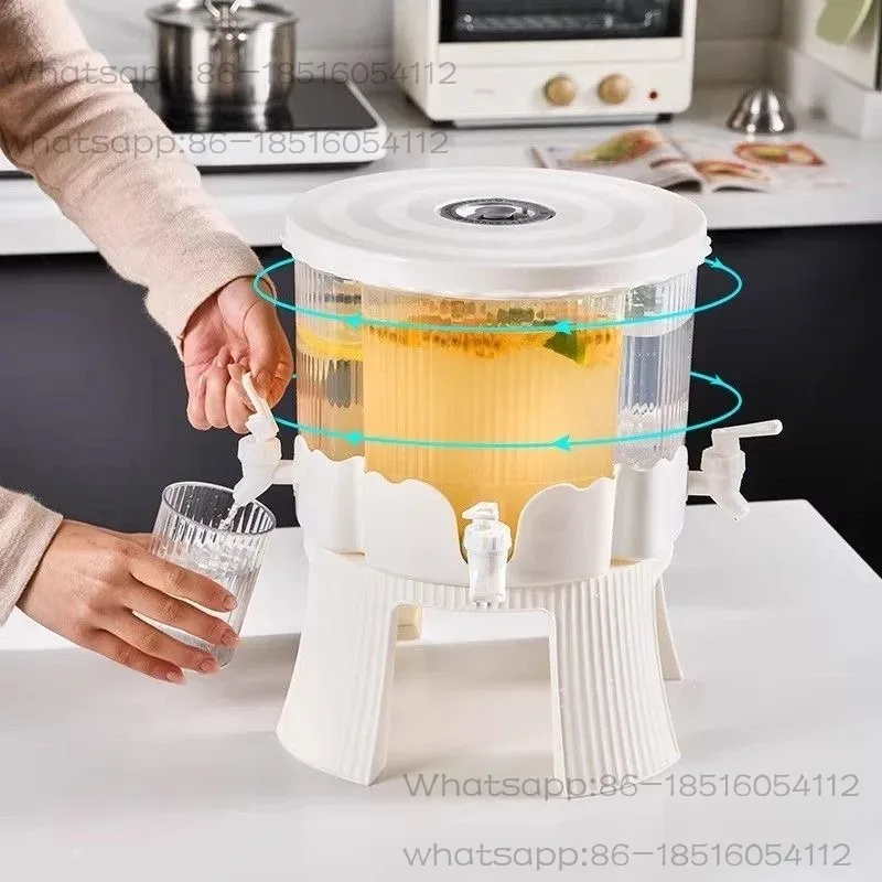 Large Capacity Rotating Cold Water Pitcher with Spout for Refrigerator for Household Juice Beverage Herbal Tea Fruit Infusion