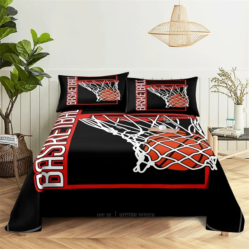 Basketball Bed Sheet Set Bedding Set Bed Flat Sheet Sporting Style Boy Girl Bedsheet Bedding King Bed Sheets and Pillowcases