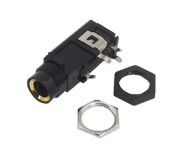 【10-5PCS】 6.35mm / 6.5mm Jack Gold Plated 4P Stereo Dual Channel Microphone Socket 6.35 /6.5 Audio Straight jack Connector