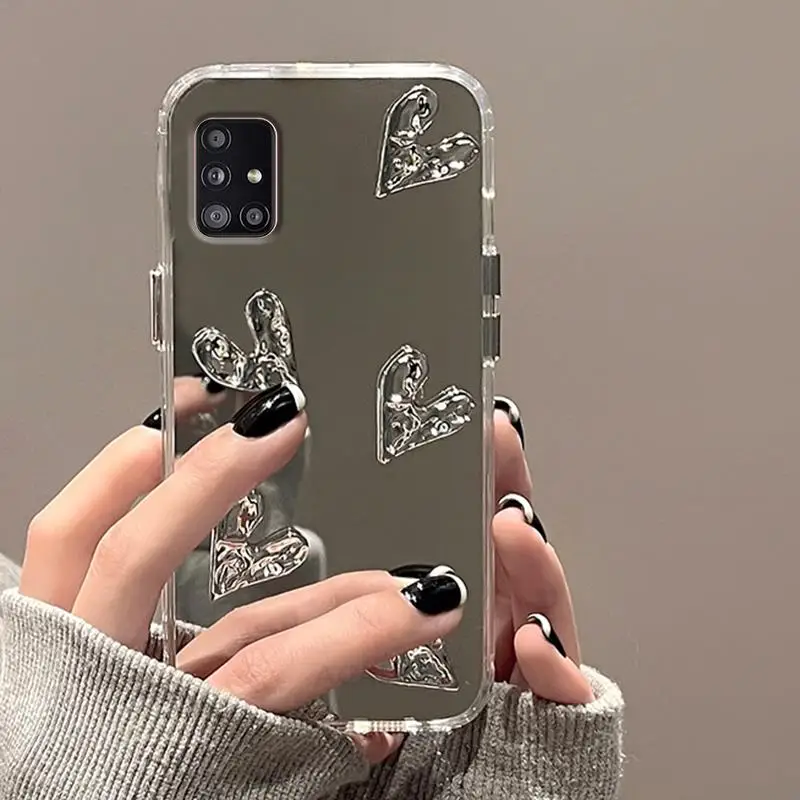 Mirror 3D Love Heart Silicone Case For Samsung Galaxy A51 A71 A91 A12 A70 A50 A30 A20 A10 A01 A03 A20E 4G 5G Back Cover A 51 71