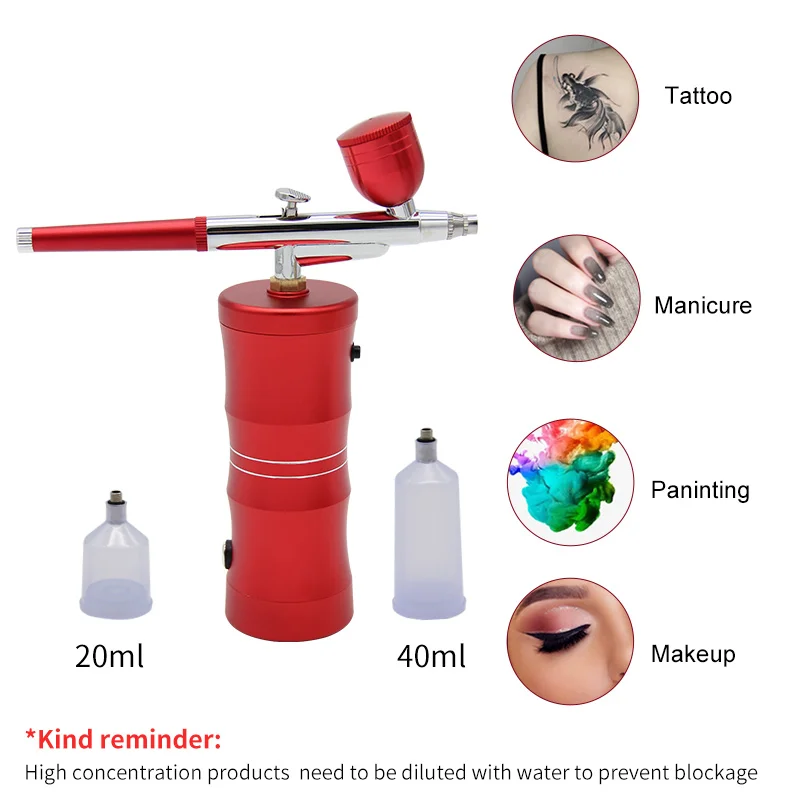 Mini Airbrush Nano Oxygen Pressure Deep Skin Injector Household Spray Air Compressor Kit Nail Art Tattoo Craft Cake Mist Sprayer