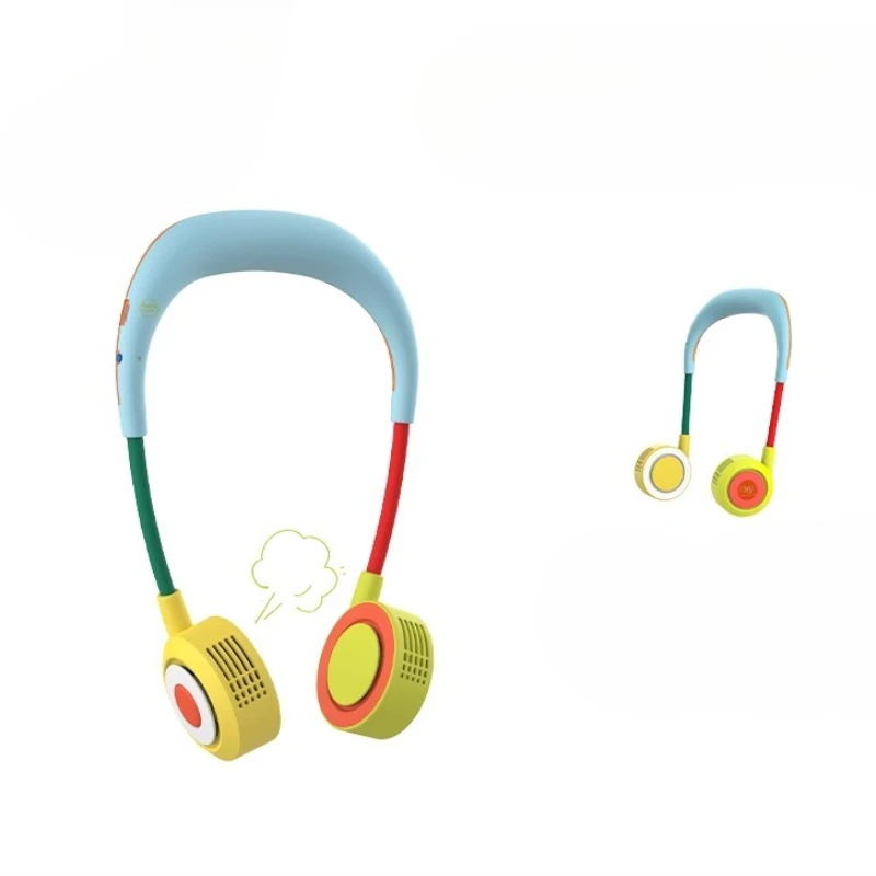 ‌Kids Safe Bladeless Neck Fan Silent Turbine USB Rechargeable Mini Portable Cooler for Girls' Birthday Gifts Outdoor Activities