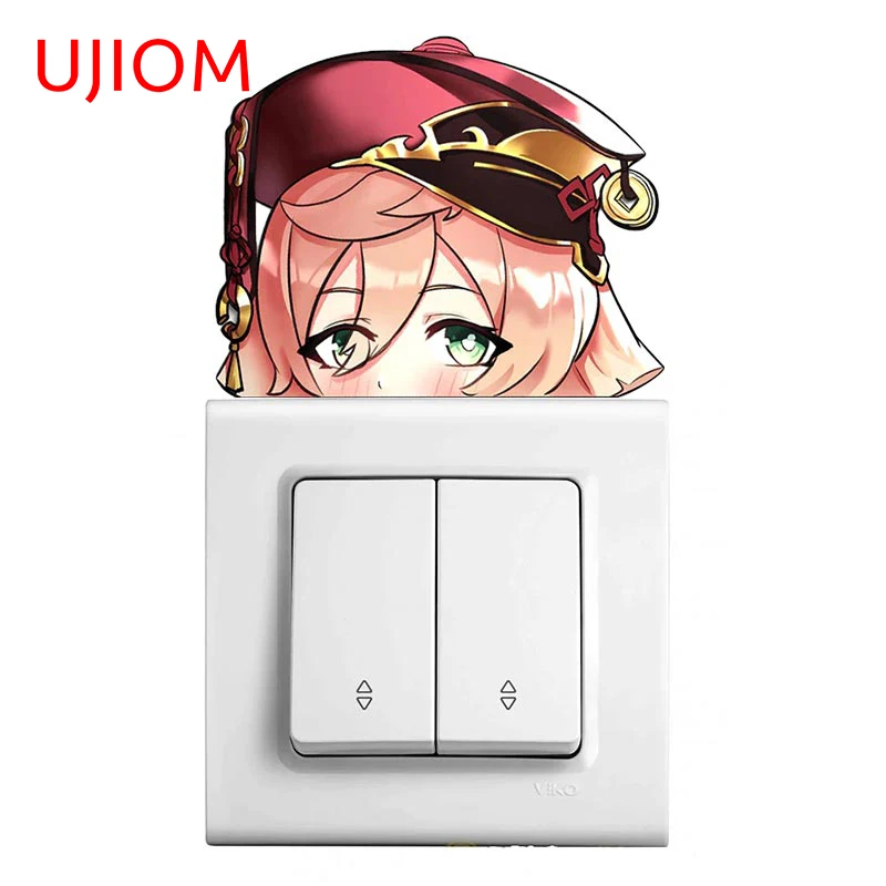 UJIOM 13cm X 10.9cm Genshin Impact Yanfei Peeker Wall Sticker Occlusion Scratch Decal Switch Baby Room Cupboard Wall Graphics