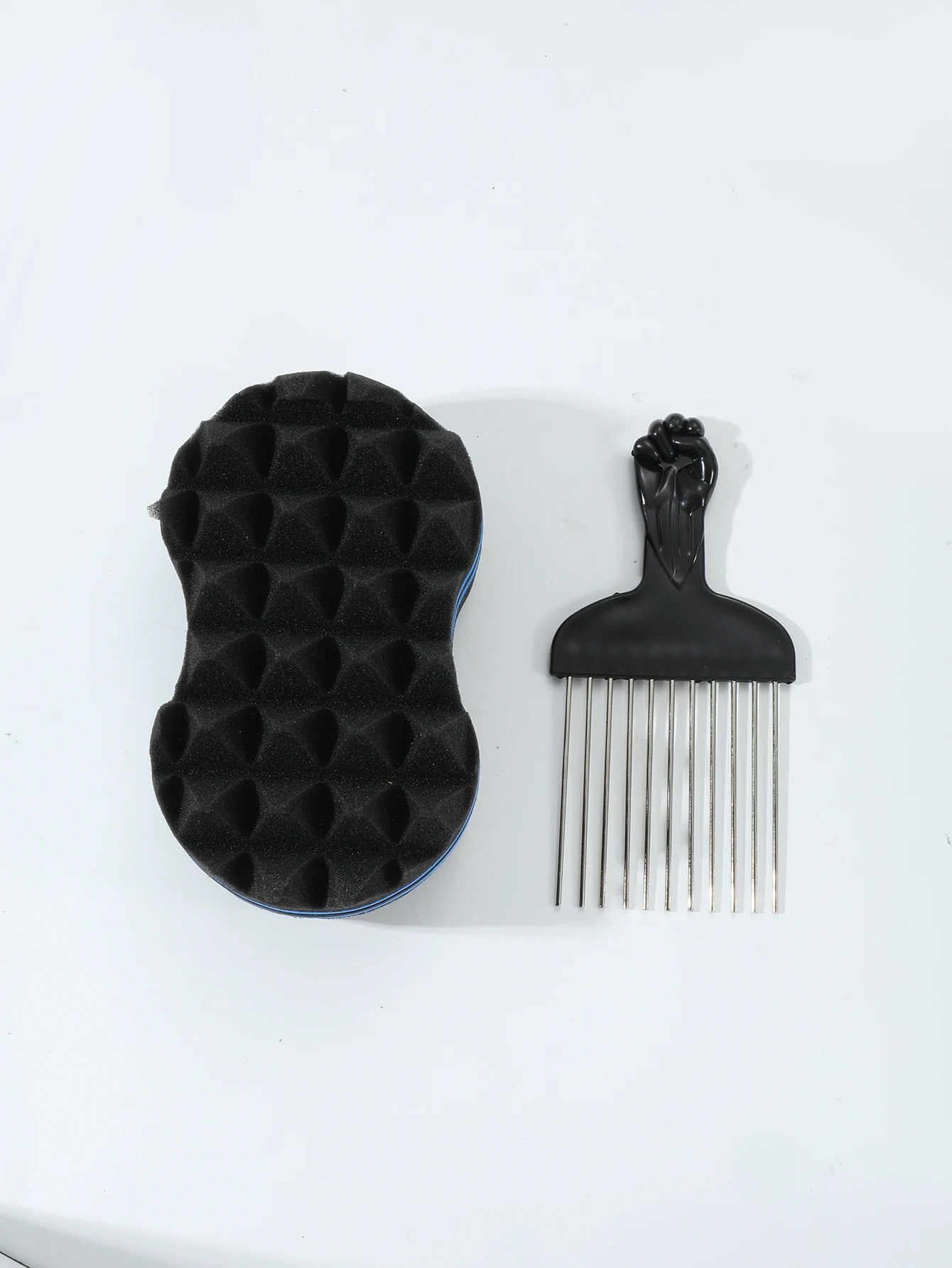 2pcs Afro Hair Styling Set, Curl Sponge & Pick Comb Tool