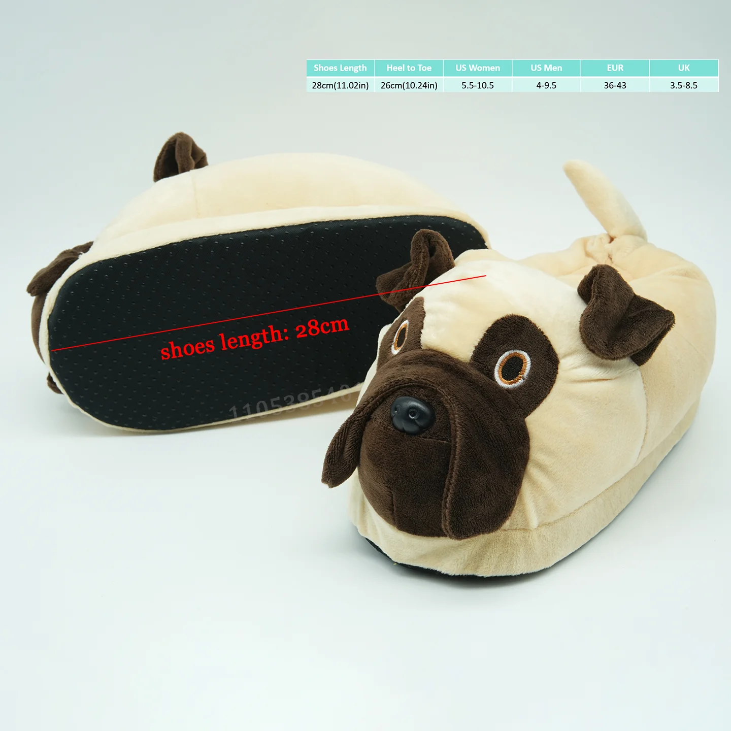 New Pug Plush Slippers Cartoon Dog House Shoes Women Men House Soft Slippers Cute Animals Stuffed Slipper Christmas Gifts