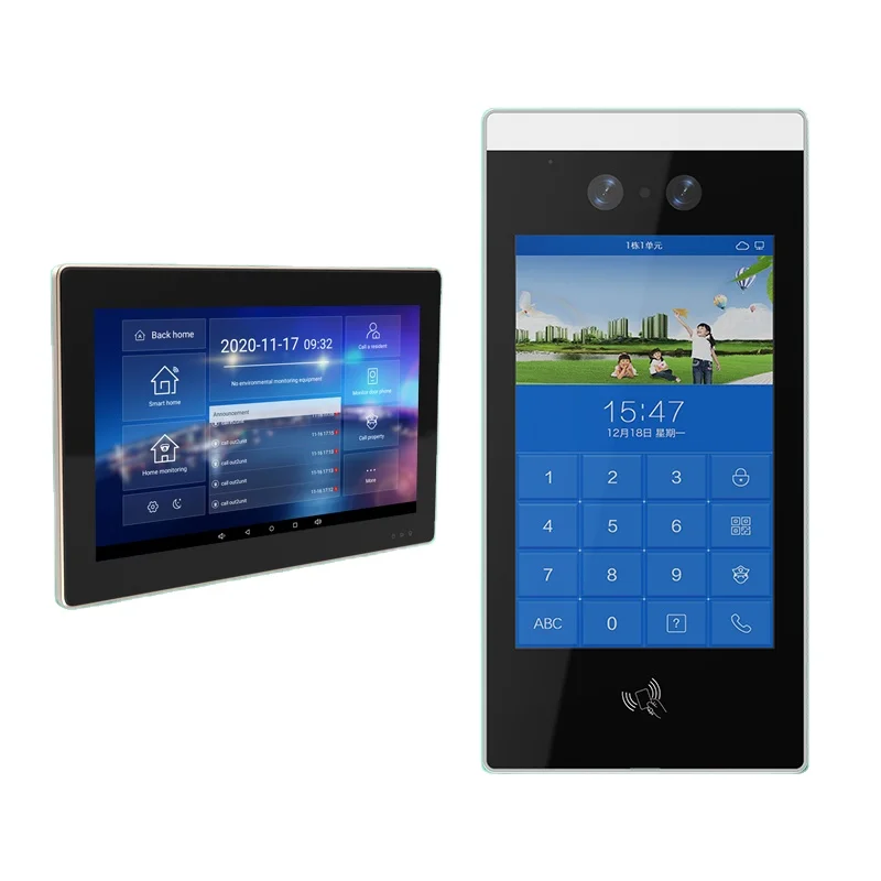 Android 10 IP apartment intercom smartlife app monitor face recognition unlock smart home intelligent building system