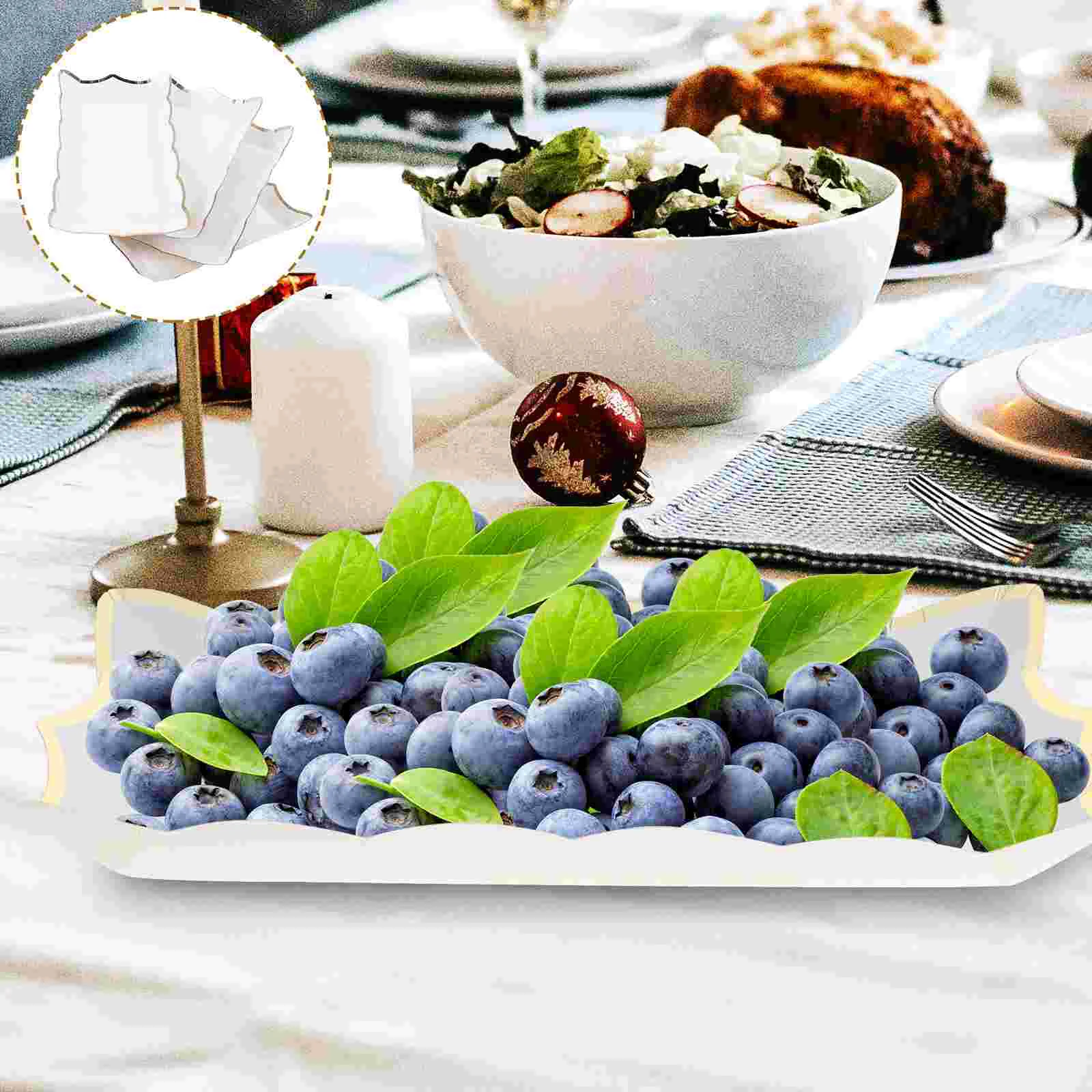 

4 Pcs Containers for Food Square Paper Lace Plate Serving Platters and Trays Parties Cup Dessert Table Party White Decorative