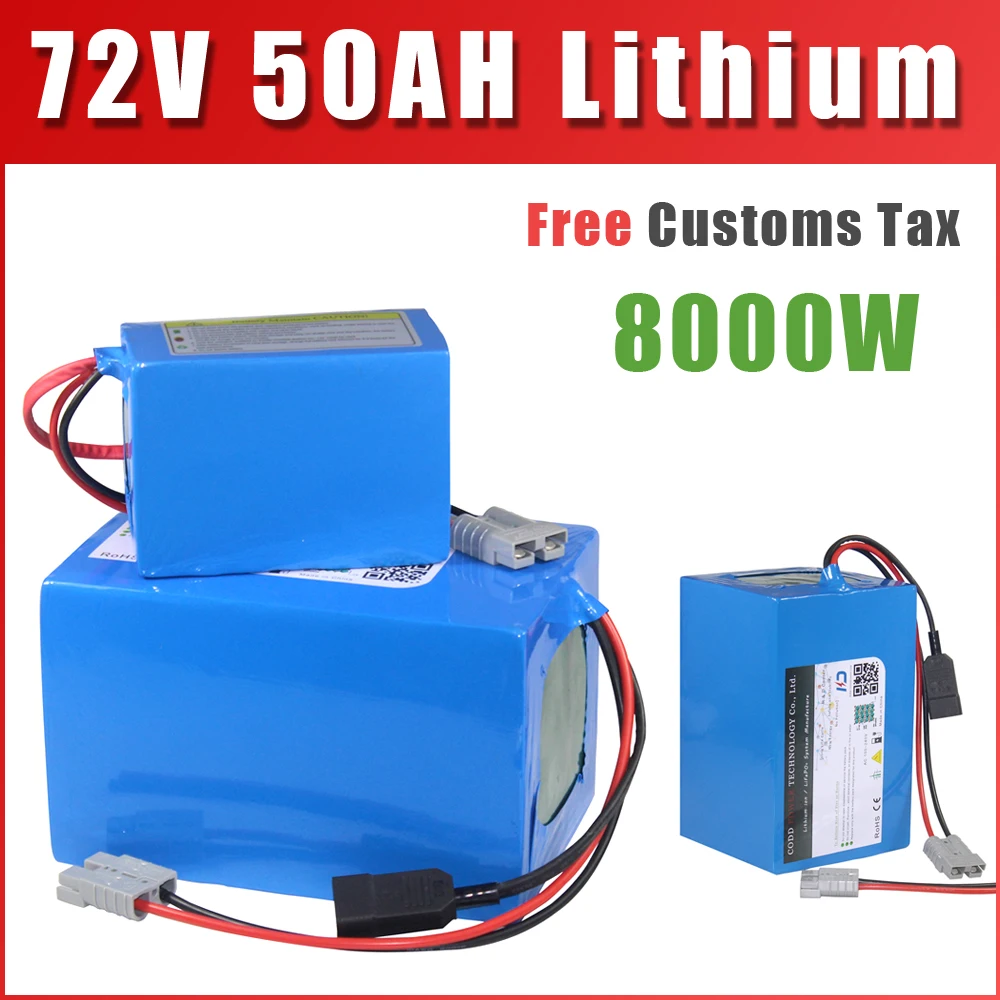 

72V 50Ah Lithium ion Battery Customized For 5000W 10KW BMS Scooter ebike Motorcycle Forklift Crane truck 10A Charger