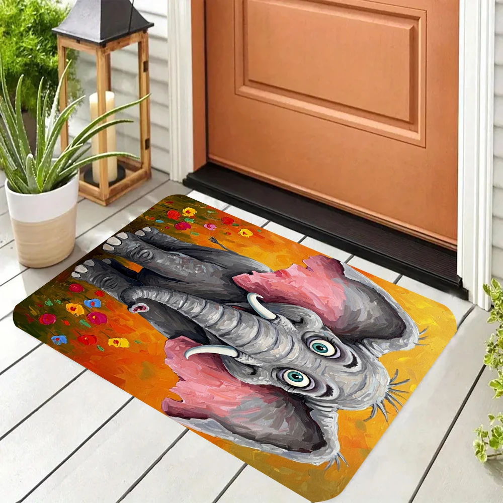 

Winter Xmas Funny Elephant Door Mat Balcony Hallway Laundry Bath Mat 8.19
