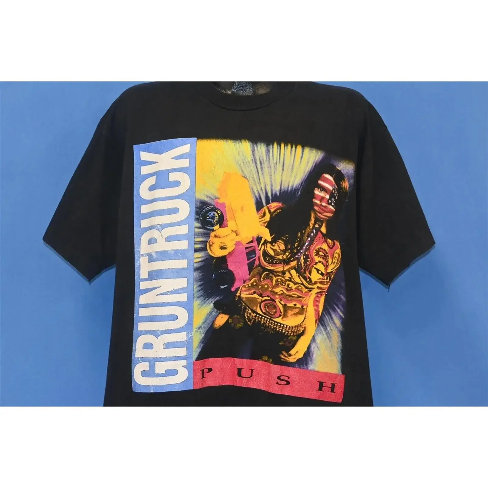 Camiseta vintage años 90 GRUNTRUCK PUSH ALBUM 1992 LEGALIZE GRUNGE ROCK BAND vintage Lavada Elástica Cómoda Ligeramente