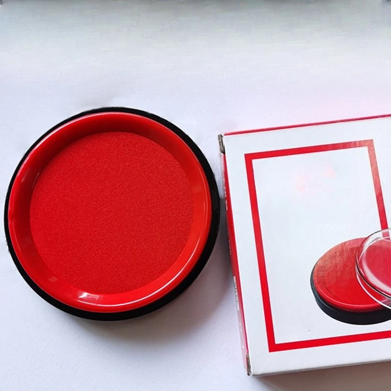 Round Large Red Stamp Ink Pad Quick Dry Office Seal Inkpad Water-Based Pad for Document Signature Accounting Use
