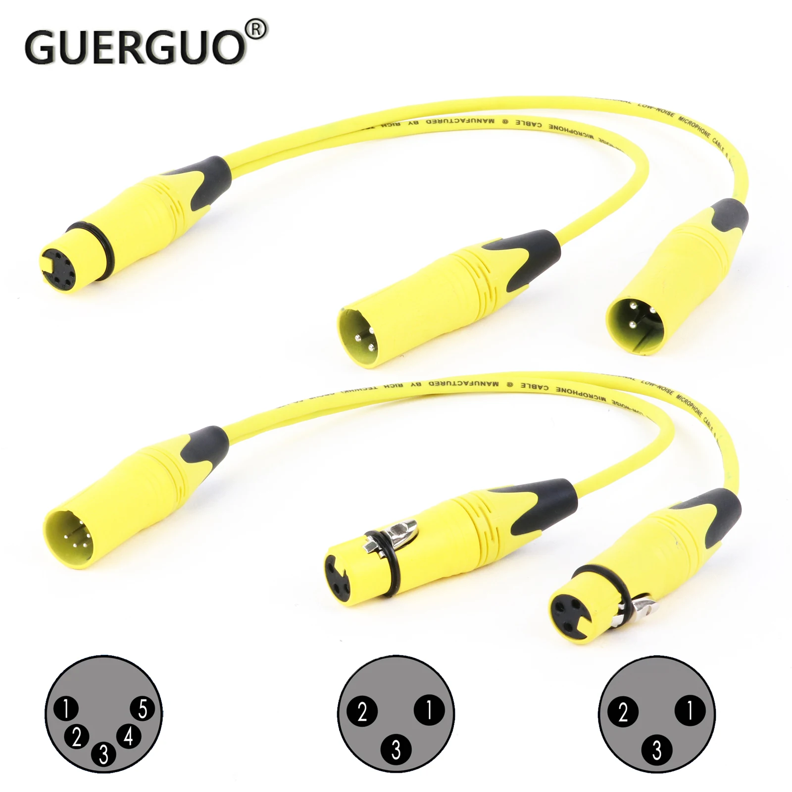 

5Pin XLR Female To Dual 3-PIN XLR Male,5Pin XLR Male To Dual 3-PIN XLR Femlale Y Splitter Cable Color XLR Adapter Cord 0.3M 0.5M