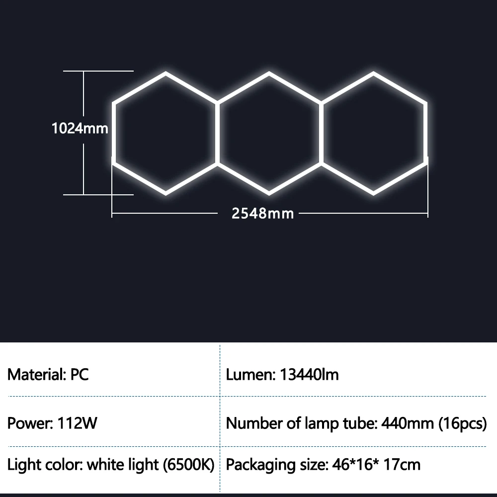 Zeshoekige garageverlichting roosters LED plafondlamp 6500K superheldere honingraatverlichting plafond voor magazijn autowerkplaats tentoonstellingshal