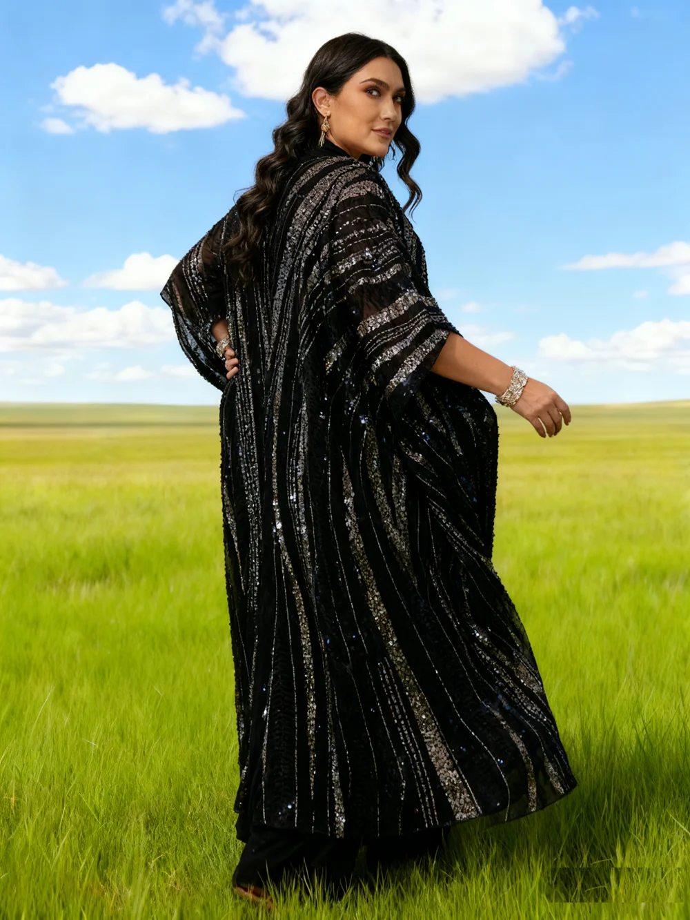 

Арабские мусульманские комплекты для женщин, абайя с блестками, открытое кимоно, кардиган, внутреннее платье, марокко, кафтан, Дубай, абая, кафтан, женский халат, исламский халат