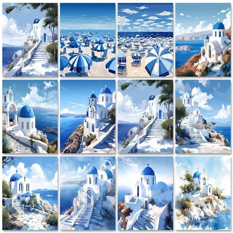 SDOYUNO Oil Painting By Numbers Seascape Kits For Adults Handpainted DIY Coloring By Number Landsape Home Decoration