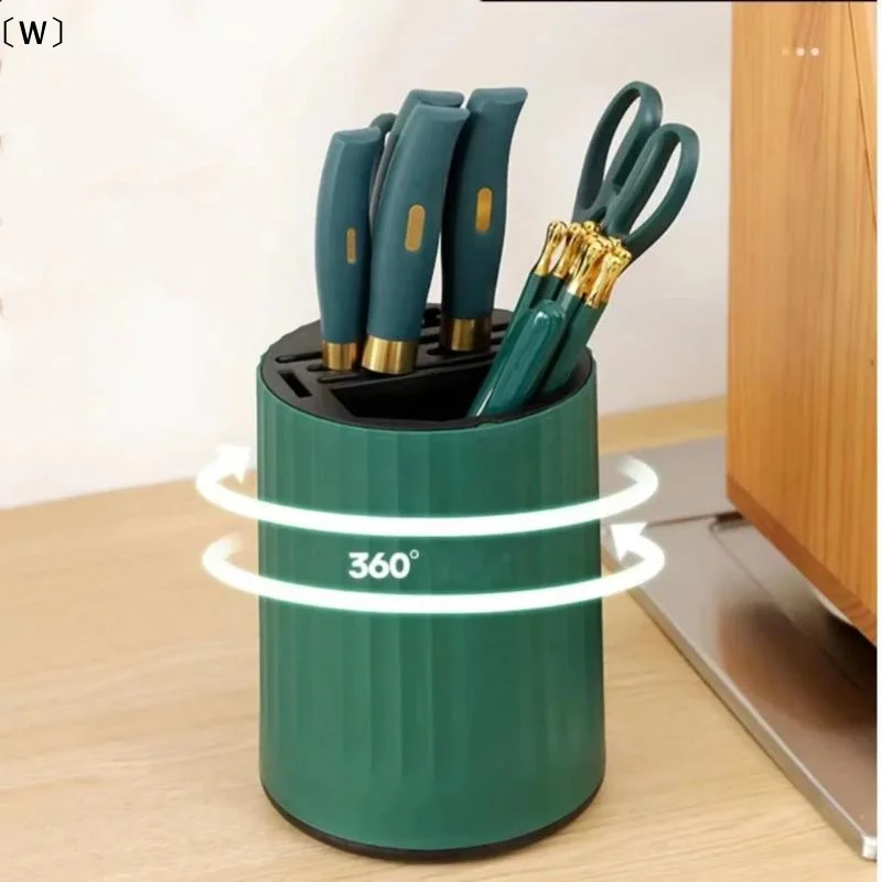 〔W〕Kitchen Rotating Knives Holder 360 Degree Rotating Chopsticks Cage Cutlery Rack Detachable High Capa