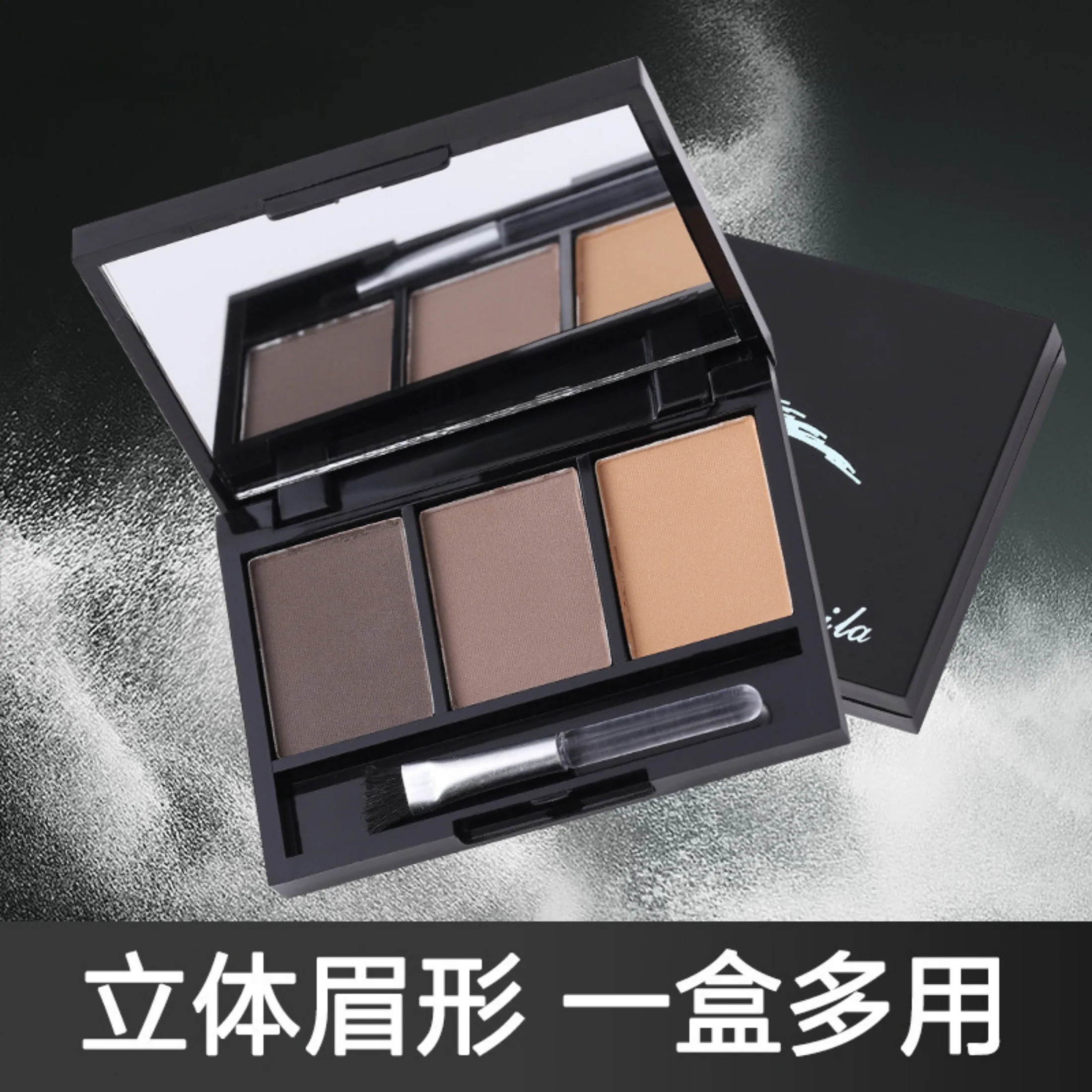 3 Color Eyebrow Powder Palette Cosmetic Brand Eye Brow Enhancer Professional Waterproof Makeup Eye Shadow with Brush Mirror Box