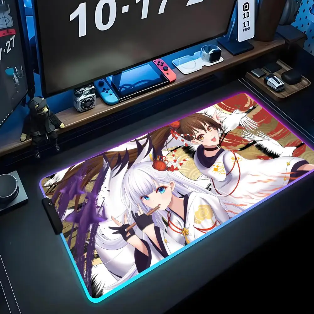 

Игровой коврик для мыши Azur Lane RGB, большой светящийся коврик для ПК, настольный коврик с подсветкой, большой коврик для клавиатуры, настольный коврик с подсветкой