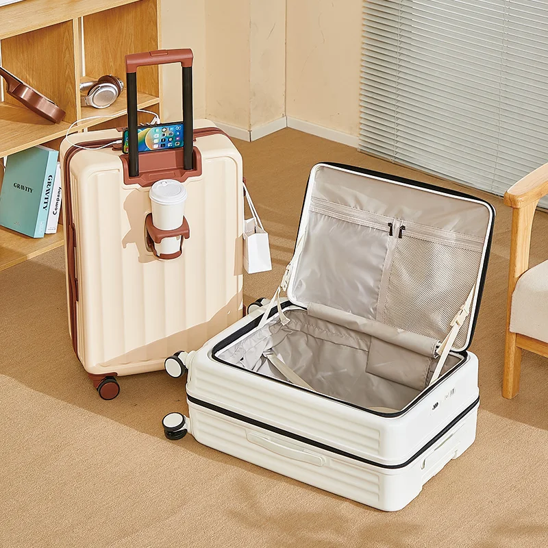 Conjunto de bagagem multifuncional de abertura lateral com mala de carrinho extensível Mala de grande capacidade de 26 polegadas e bagagem de cabine de 20 polegadas