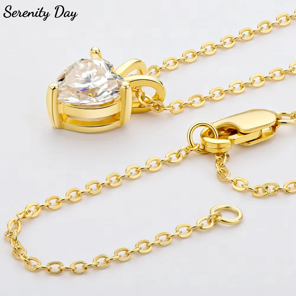

Serenity 1ct Heart Moissanite Necklace Women Gift Solid S925 Sterling Silver Sparkling Lab Diamond Pendant Necklace Plated 18K
