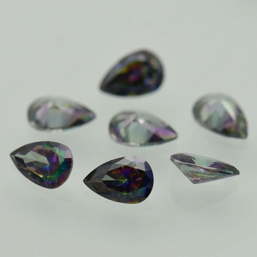 

Plating Mix Color Size 3x5mm~10x12mm Multicolor Cubic Zirconia Pear Cut Loose CZ Stone Synthetic Gems High Quality DIY for
